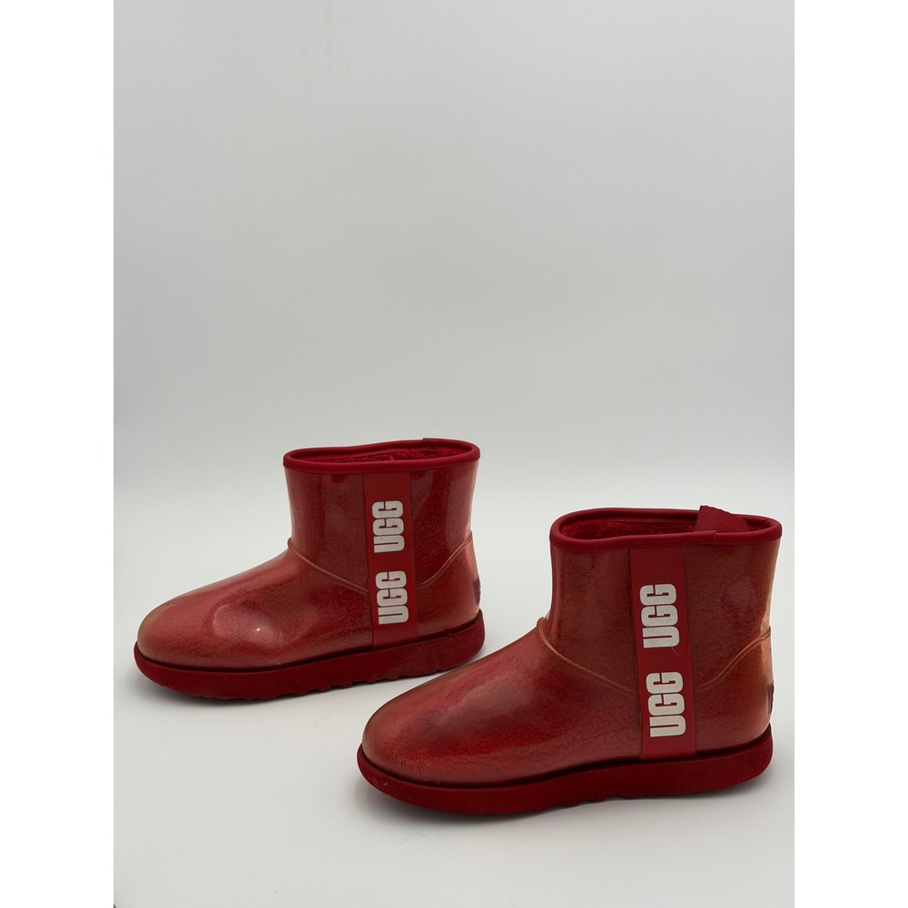 UGG Classic Clear Mini Womens 8 Samba Red Waterproof Shearling Rain Snow Boots